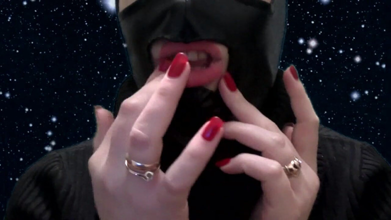 Goddess Misha Goldy: Smoking and teasing you in a latex mask