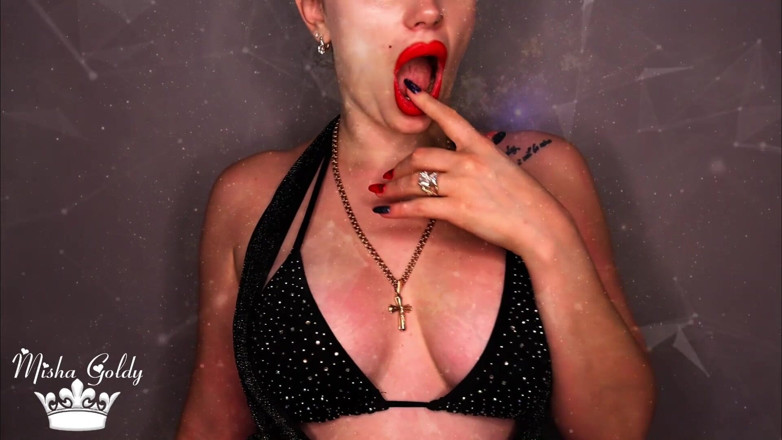 Goddess Misha Goldy: Oggi ti lascio segare sulle mie grandi labbra rosse! JOI...