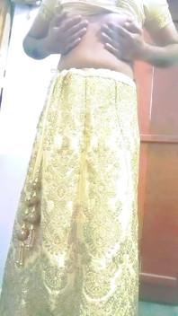 Indian Gay Crossdresser Gaurisissy Feeling Horny w Golden Lehanga