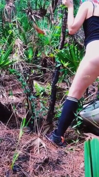 Peeing on a Toilet in the Woods