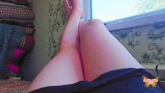 Kitty_Cross: Lovely Sissy Adjusting Garter Belt with Cheeky Grin