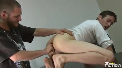 Gay Diaries: Brunette guy gets his ass drilled on the desk bareback...