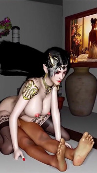 Lujuria animada: zorra con curvas pixelada - animación 3D hentai
