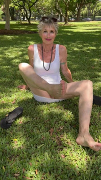 Spreading My Legs on the Lawn of the Botanical Park