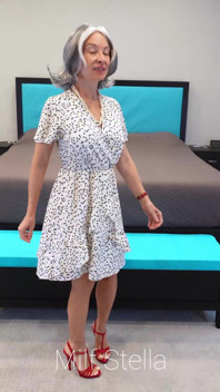 Sherry in a White Dress with Hearts