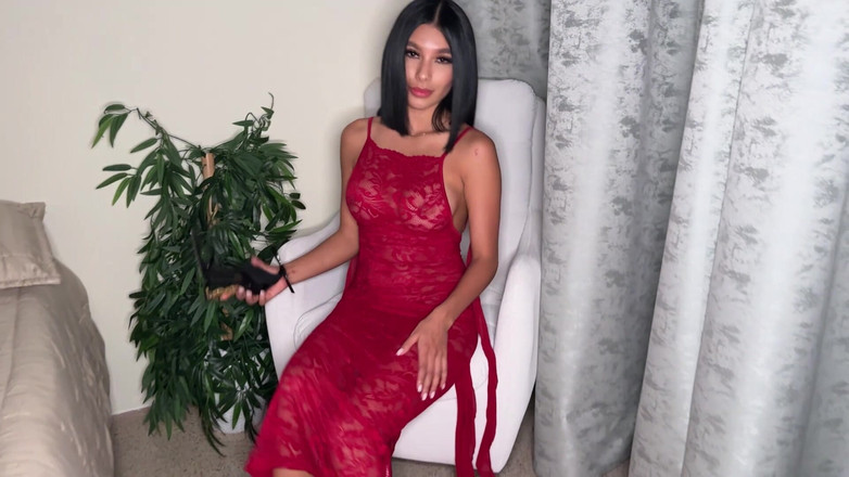 POV man films: Colombian Beauty Takes off Her Red Dress and Let Me...