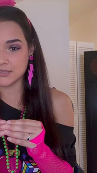 Zara's Sultry '80s Jerk off Instruction - POV Neon Seduction Awaits!