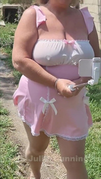 Pink Babydoll Tit Bounce Outdoor Walk