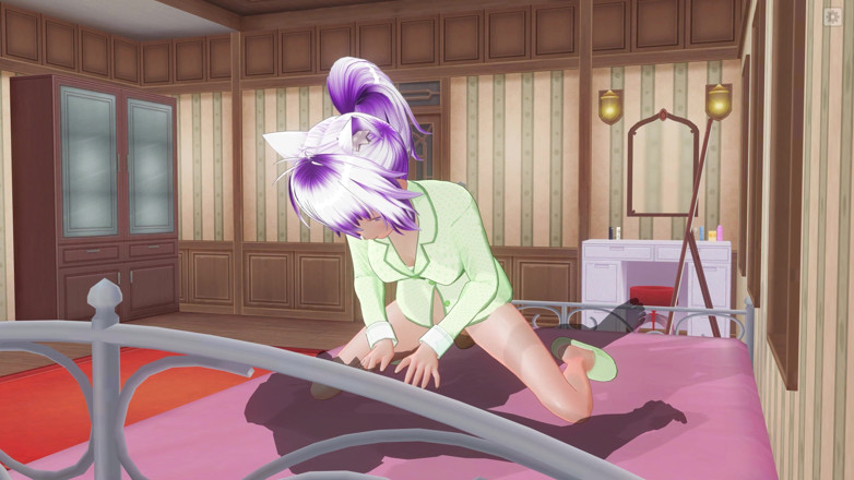 H3DC: 3D HENTAI. Cute girlfriend in green pajamas rides a big...