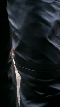 Leather Overalls in the Garden