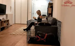 Maitresse Julia. Lateks kadın egemenliği. Bakire kölem götünü siktiriyor.