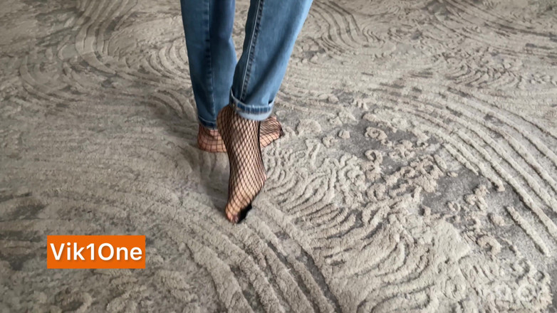 Vik1one: Blonde in jeans and tights dancing and caressing herself