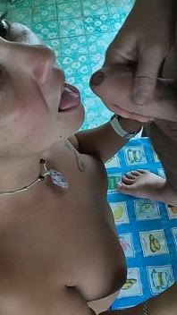 Cock Sucking with Cum Swallow, Standing on Table #2