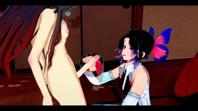 HentaiTubes: Démon zabiják Futanari - Shinobu X Nezuko Hardsex - japonská asijská Manga...