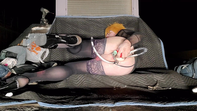 Ass destruction of a hetero sissy slut: Masturbación en la azotea