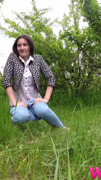 Skinny Desperate Girl Pee in the Grass in the Forest