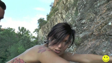 French Amateur Porn: Busty brunette ass fucked by the river