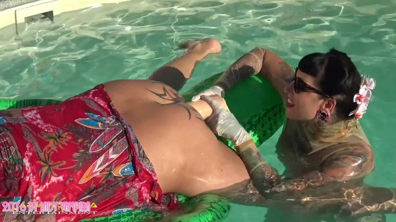 Domina Lady Vampira - SM Studio Femdom Empire: Carmen Rivera &amp; Lady Vampira are celebrating a pool party with...