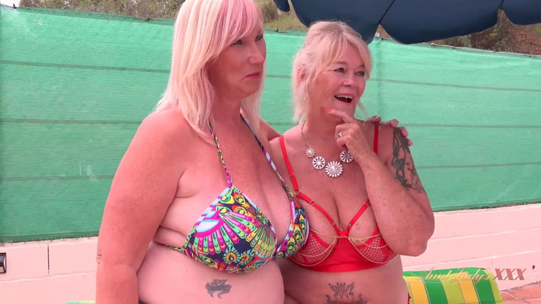 Aunt Judy's XXX: Auntjudysxxx - 巨乳熟女レズビアン熟女メロディ、ランディ、ジョジョがプールサイドでいたずら