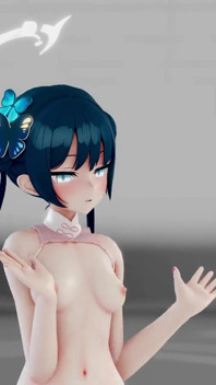 블루 아카이브 류거 키사키 헨타이 옷을 벗고 댄스 Mmd 3D 블루 헤어 컬러 편집 Smixix