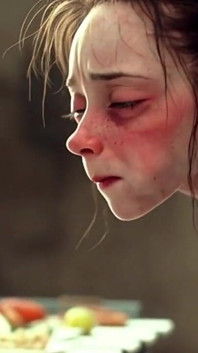 Extrémně hubená svázaná dívka - plněná jídlem až do úplného naplnění