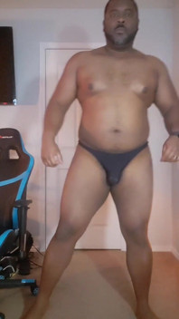 Big Black Beefy Bear in a Thong