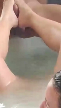 Stroking Your Hard Cock with My Tiny Feet.