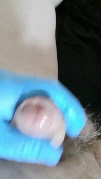 Gants En Latex Et Lubrifiant Ont Travaillé Un Régal. Sperme, Branlette, Branlette, Branlette, Branlette
