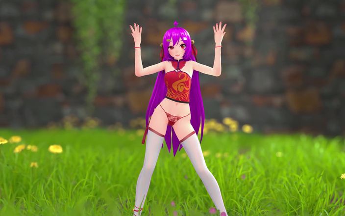Smixix: 中国女孩模特 22 脱衣服跳舞 3D mmd 紫色头发颜色编辑 smixix