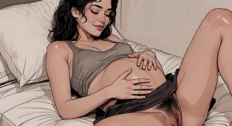 YOUR BEST FANTASY: 9 Months Pregnant Woman Masturbates Her Thick Hairy Wet Pussy