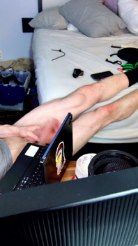 Jerk off with Feet on Bed with Socks Pulled to Calves as I Bust Grunting Hard in Chair