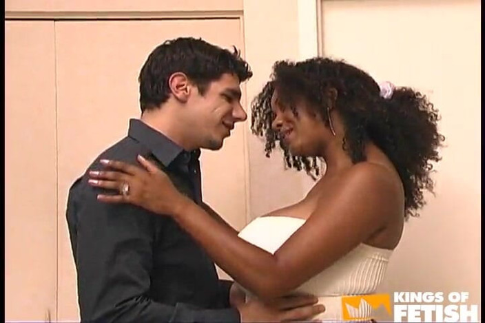 Inter-racial: Nasty ebony with huge boobs gets her hairy cunt screwed...