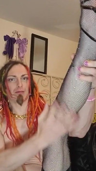 Naked Shemale in Heels, Wanking and Covering Myself in Cum