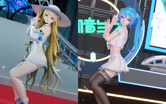 MikuMotion: Multiplayer premium [MMD] Big Duck Duck, Radiance, taniec Miku-thumbs up, seksowny...