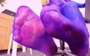 Nylon fetish 4u: Sexy voeten in pure violette panty, paarse panty - witte pedicured...