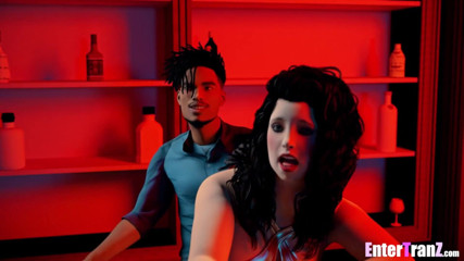 Enter Tranz: TS bartender gets fucked behind the bar