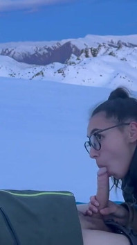 Blowjob Under the Sunset with a Cum in Mouth