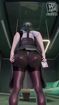 Zzz 3D - Miyabi Shows Her Sexy Thicc Ass in Stockings and Gives Herself a Few Spanks