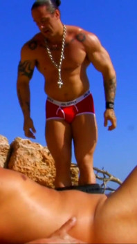 On the beach a little covert the two hot dicks fuck sluts with hot holes always ready to use