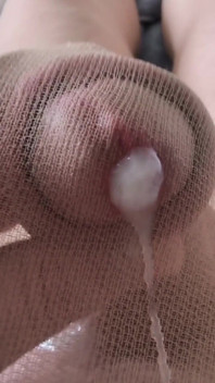 Orgasm with Sperm in Tights