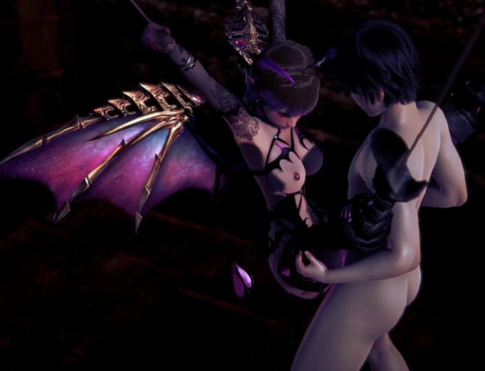 Waifu club 3D: Sukubu dostał cipki kremówka w piwnicy BDSM