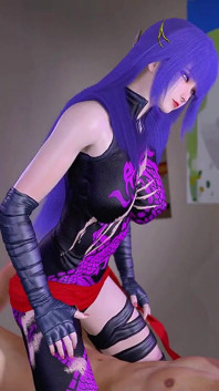 3D cosplay slet met blauw haar werd zo hard geneukt