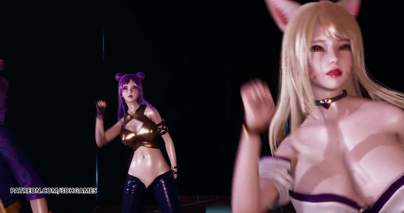 3D-Hentai Games: Popstars Ahri Akali Evelynn Kaisa il miglior spogliarello 3D senza censure