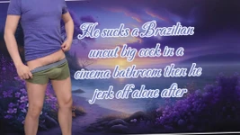 Ele conheceu um cara brasileiro no shopping e chupou seu pau no banheiro do cinema, então ele se masturbava depois