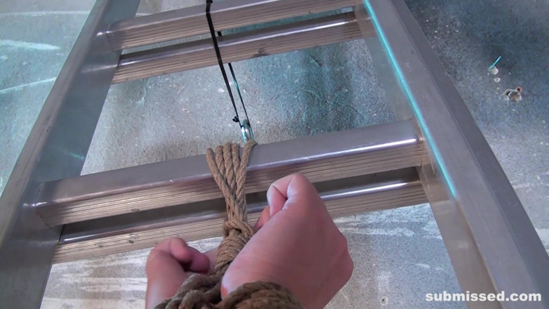 Submissed: Anouk Tied to Ladder Tit-grabbed Nipple-clamped