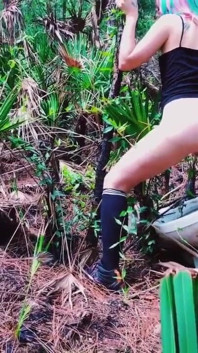 Peeing on a Toilet in the Woods