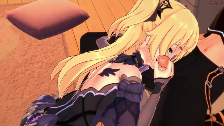 Hentai Smash: Fischl yarak emmeyi seviyor, yüzüne boşalana kadar 69 yapıyor - Genshin Impact...