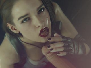 Jackhallowee: Jill de Resident Evil se masturba la polla y se...