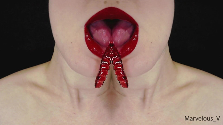 Marvelous V: Heiße sexy rote lippen lecken und lutschen lollypop und anderes...