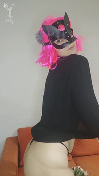 Feel My Excitement with My Kitty Mask and Natural Tits